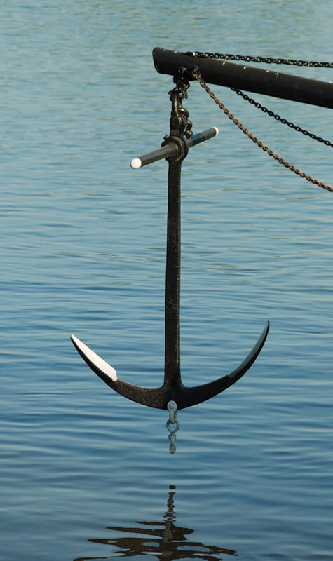 Anchor lowering into water