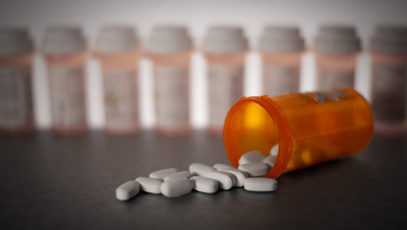 Opioid pill bottles, often a catalyst for drug addiction