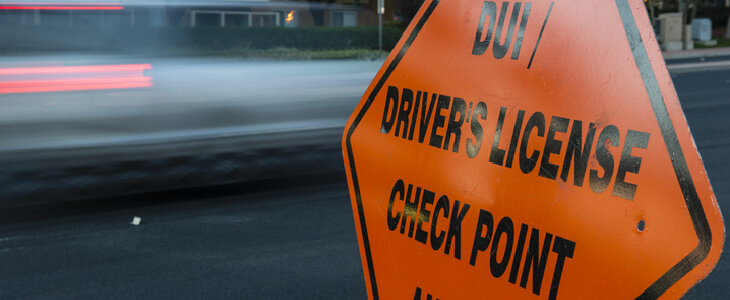 DUI checkpoint sign on the road